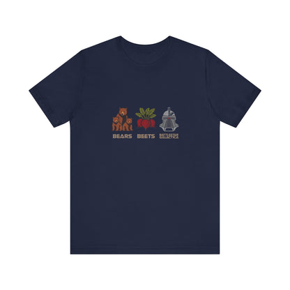 Bears, Beets, Battlestar (Captions) — Retro Tee (Dark)