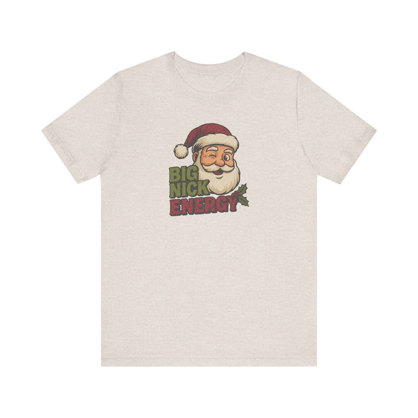 Big Nick Energy — Retro Santa Christmas Tee (Light)