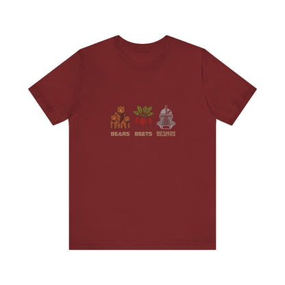 Bears, Beets, Battlestar (Captions) — Retro Tee (Dark)
