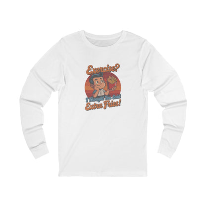 Exercise? I Thought You Said Extra Fries! — Retro Long Sleeve (Light)