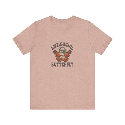 Antisocial Butterfly (Male) — Retro Workout Tee (Light)