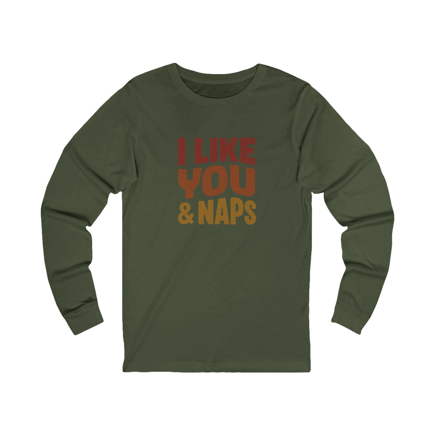 I Like You & Naps (Warm Gradient) — Retro Loungewear Long Sleeve (Dark)