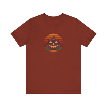 Retro Jack: Bold Grin — Halloween Sunset Tee (Dark)