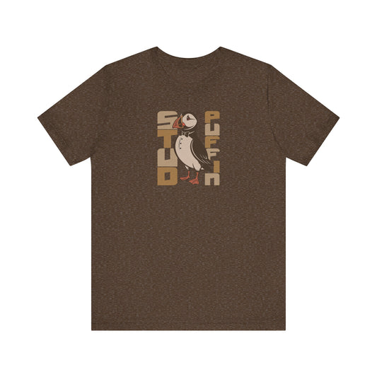 Stud Puffin, Licensed to Chill – Spy-Bird Retro Tee (Dark)