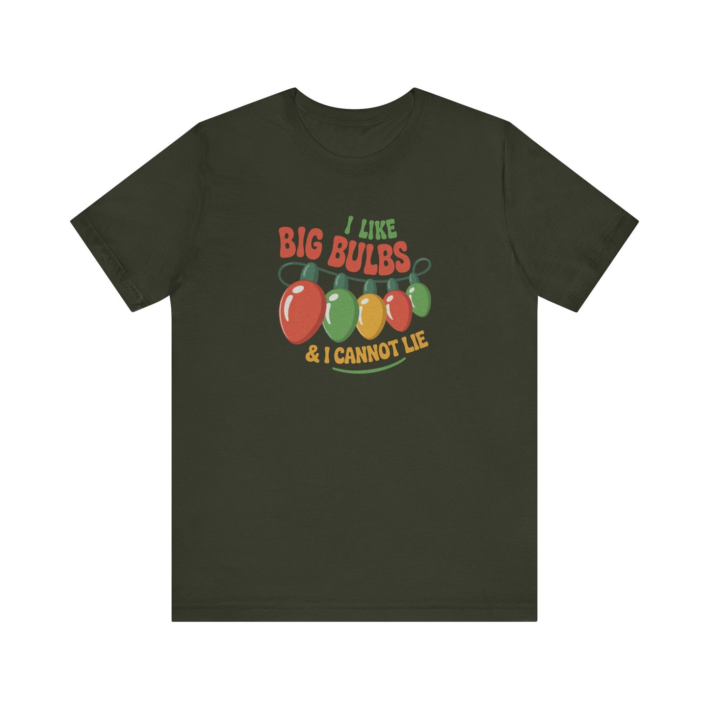 I Like Big Bulbs and I Cannot Lie — Christmas Lights Retro Tee (Dark)
