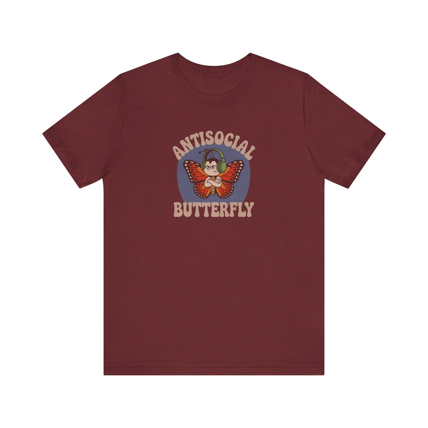 Antisocial Butterfly (Male) — Retro Workout Tee (Dark)