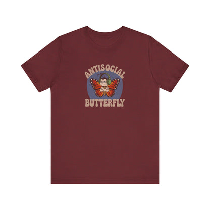 Antisocial Butterfly (Male) — Retro Workout Tee (Dark)