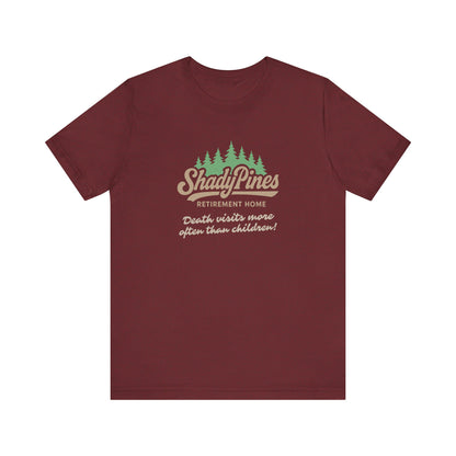 Shady Pines (Death Visits More Often Than Children) — Retro Tee (Dark)