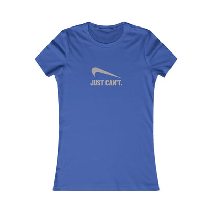 Just Can’t Athletic Parody — Retro Workout Women's Tee (Dark)