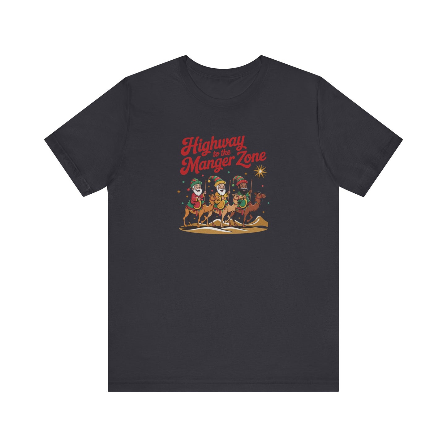 Highway to the Manger Zone — Top Gun Christmas Retro Tee (Dark)