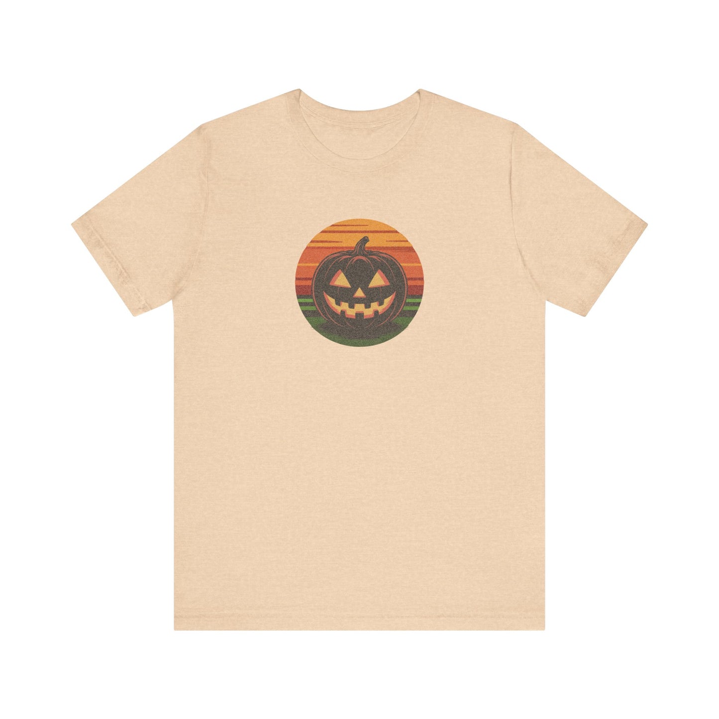 Retro Jack: Glowing Classic — Halloween Sunset Tee (Light)
