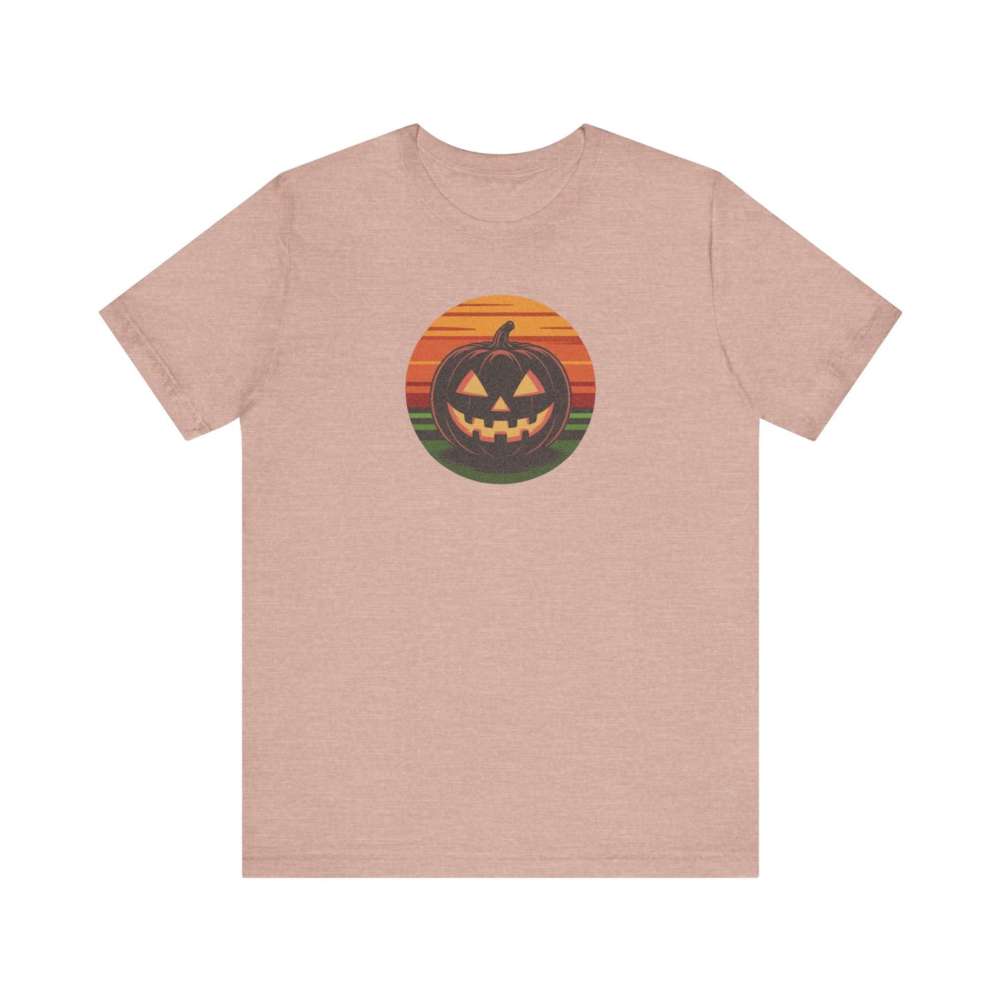 Retro Jack: Glowing Classic — Halloween Sunset Tee (Light)