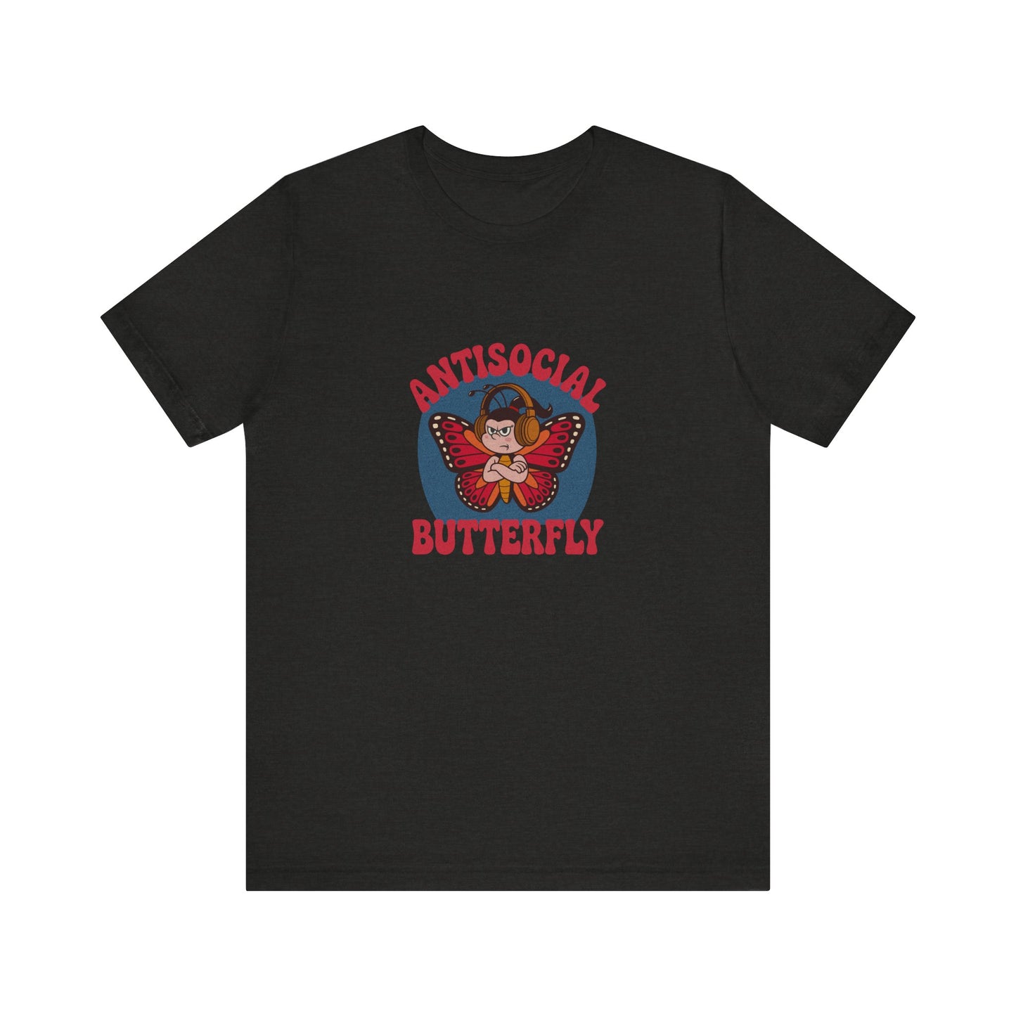 Antisocial Butterfly (Female) — Retro Workout Tee (Dark)
