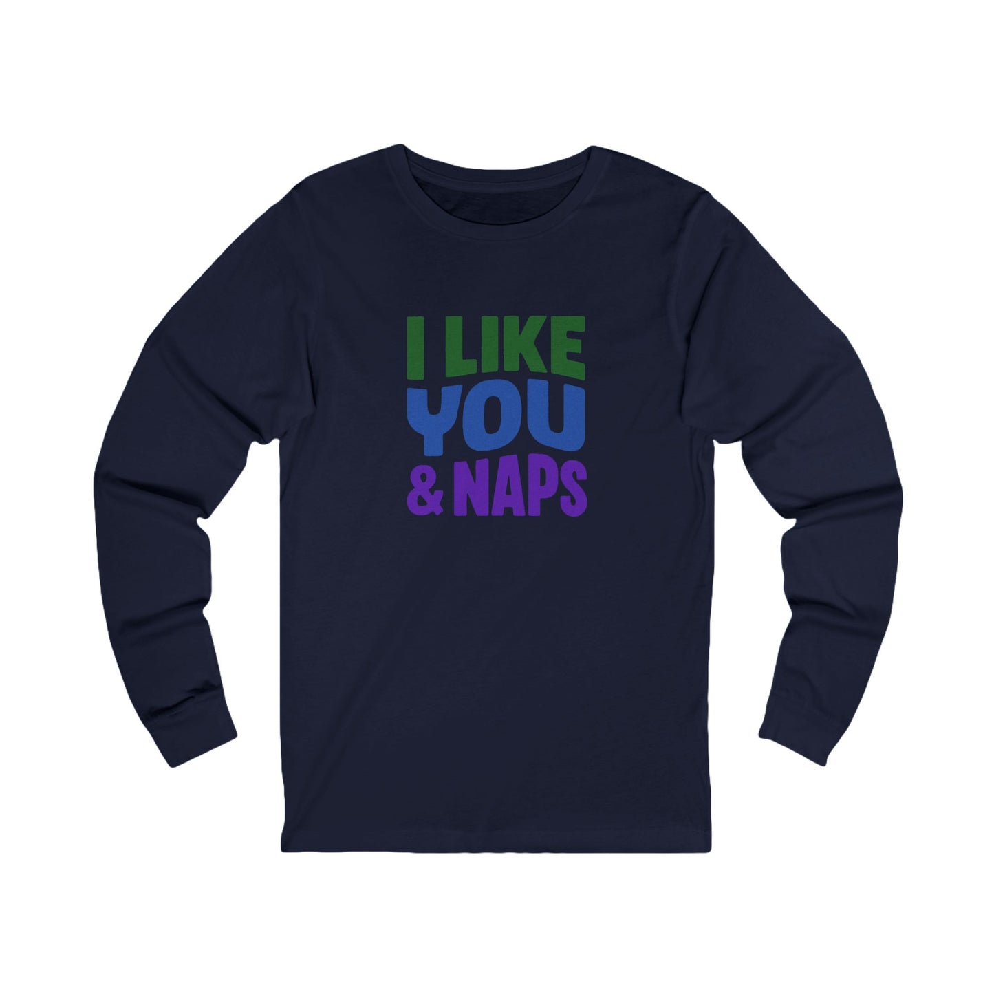 I Like You & Naps (Cool Gradient) — Retro Loungewear Long Sleeve (Dark)