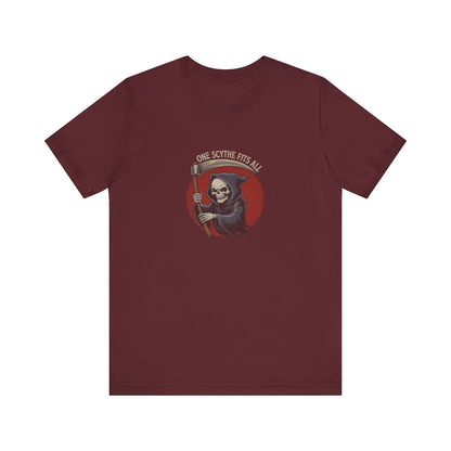One Scythe Fits All — Grim Reaper Retro Tee (Dark)