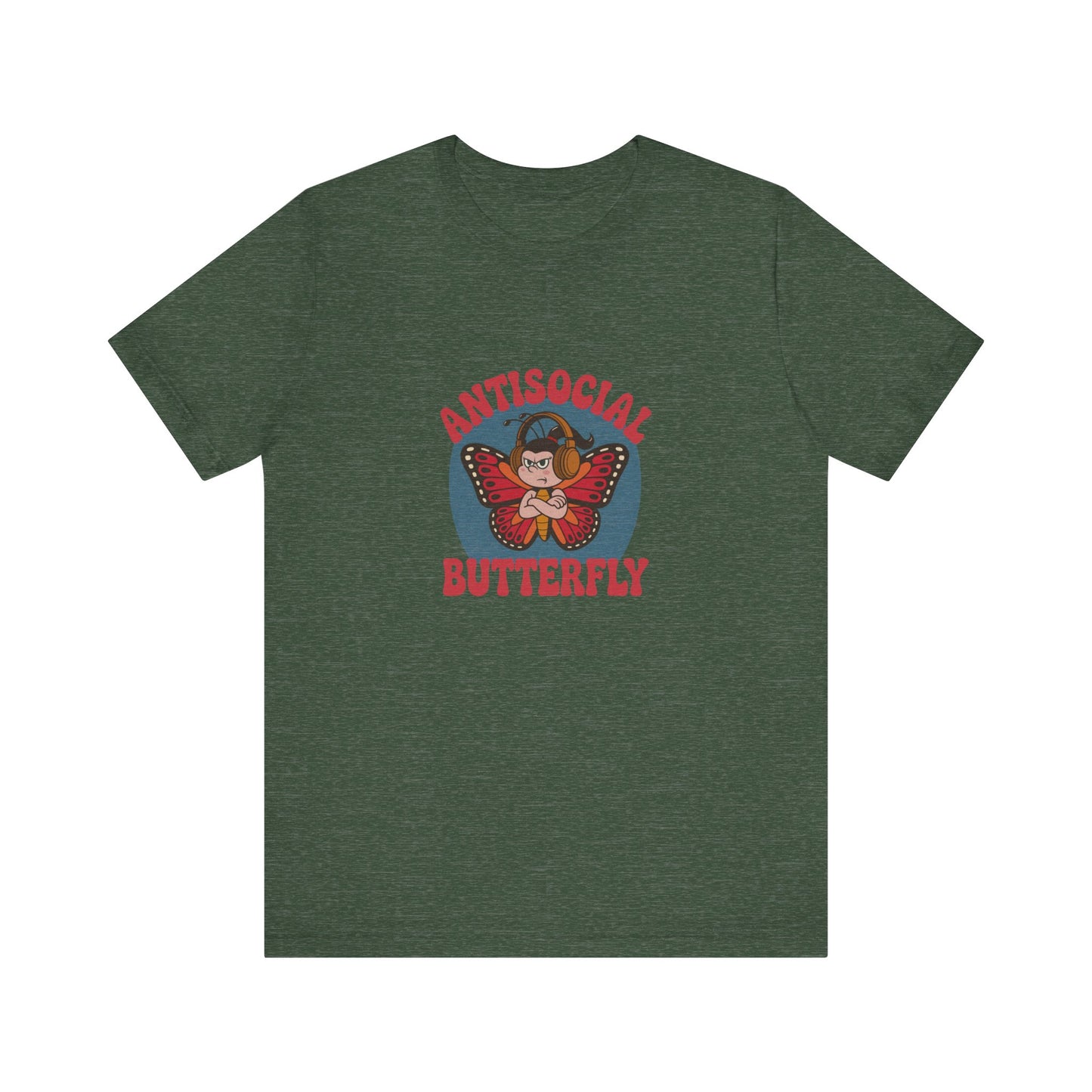 Antisocial Butterfly (Female) — Retro Workout Tee (Dark)