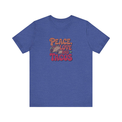 Peace, Love, and Tacos — Retro Foodie Tee (Dark)