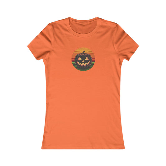 Retro Jack: Glowing Classic — Halloween Sunset Women's Tee (Light)