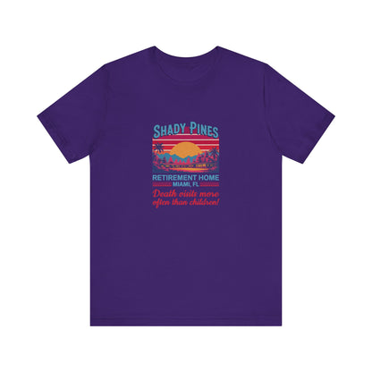 Shady Pines (Death Visits More Often Than Children) — Retro Tee (Dark)