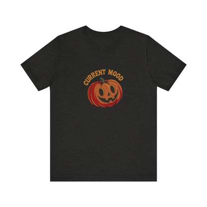 Current Mood (Cute Pumpkin) — Retro Halloween Tee (Dark)