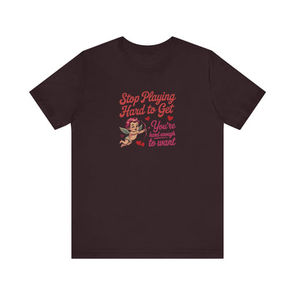 Stop Playing Hard to Get — Retro Cupid Tee (Dark)