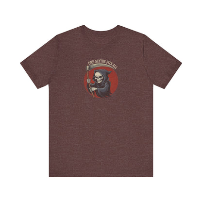 One Scythe Fits All — Grim Reaper Retro Tee (Dark)