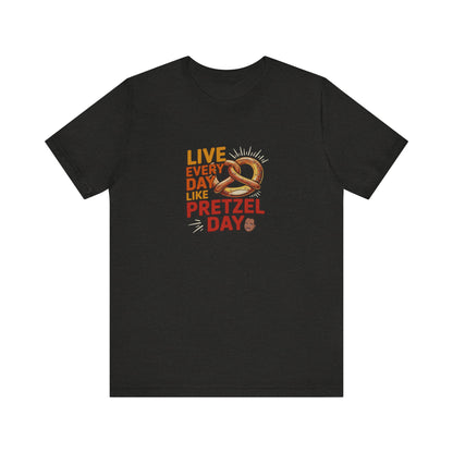 Live Every Day Like Pretzel Day — Stanley Hudson Retro Tee (Dark)