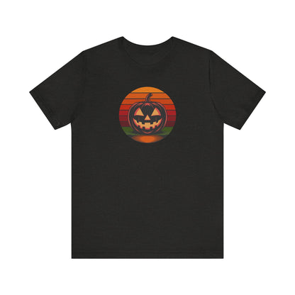Retro Jack: Bold Grin — Halloween Sunset Tee (Dark)