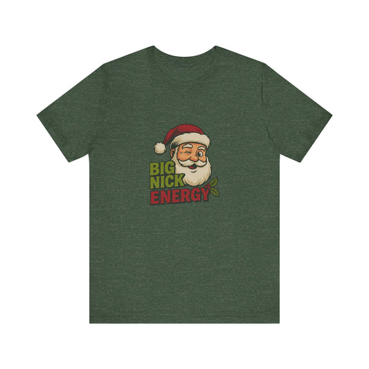 Big Nick Energy — Retro Santa Christmas Tee (Dark)