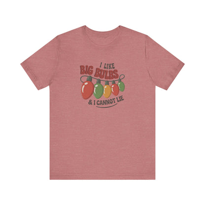 I Like Big Bulbs and I Cannot Lie — Christmas Lights Retro Tee (Light)