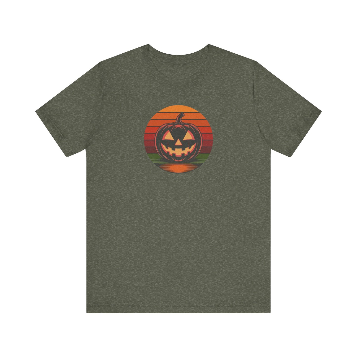 Retro Jack: Bold Grin — Halloween Sunset Tee (Dark)