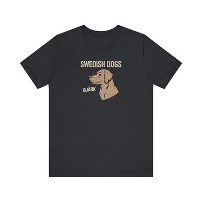 His Bjärk Is Worse Than His Bite – Minimalist Dog Pun Retro Tee (Dark)