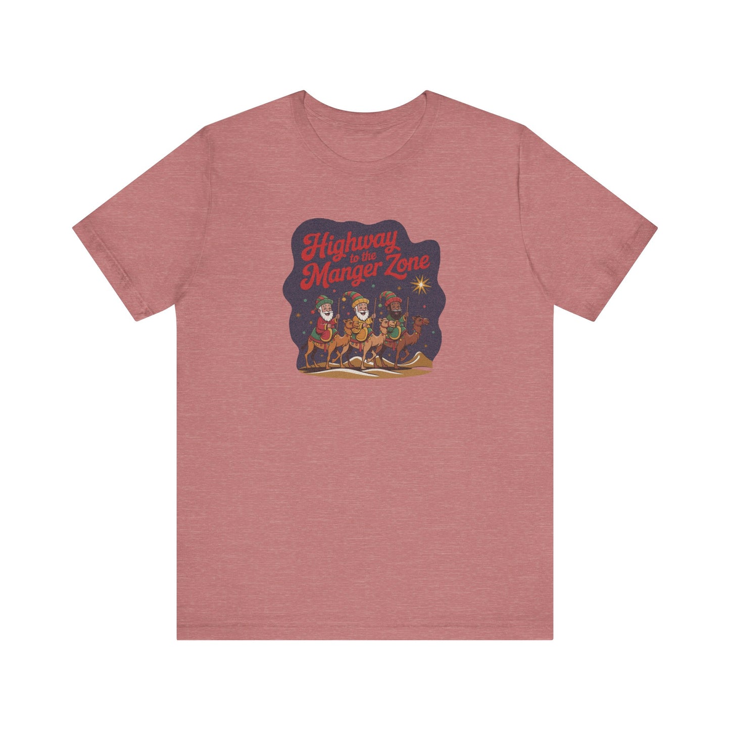 Highway to the Manger Zone — Top Gun Christmas Retro Tee (Light)