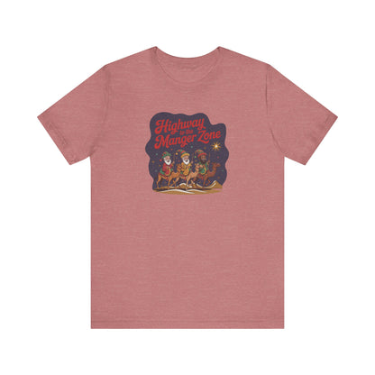 Highway to the Manger Zone — Top Gun Christmas Retro Tee (Light)