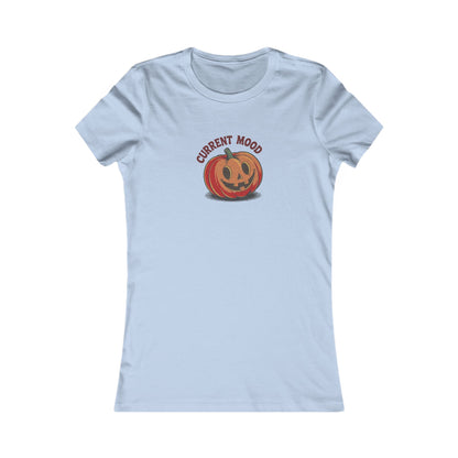 Current Mood (Cute Pumpkin) — Retro Halloween Women's Tee (Light)