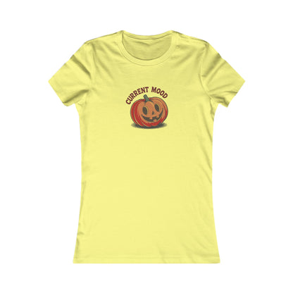 Current Mood (Cute Pumpkin) — Retro Halloween Women's Tee (Light)