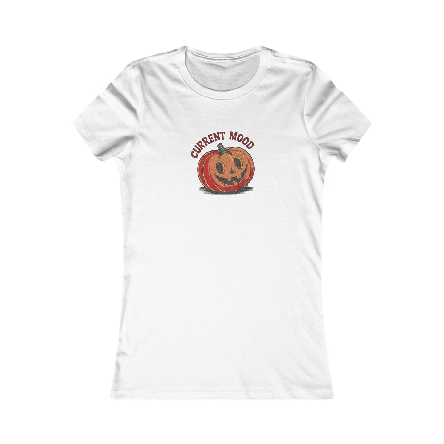 Current Mood (Cute Pumpkin) — Retro Halloween Women's Tee (Light)