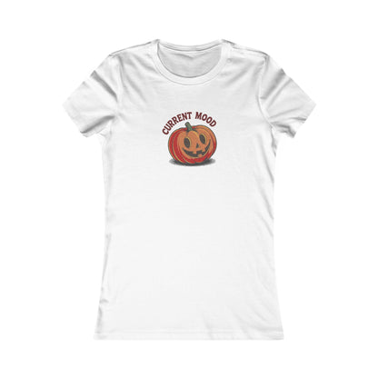 Current Mood (Cute Pumpkin) — Retro Halloween Women's Tee (Light)