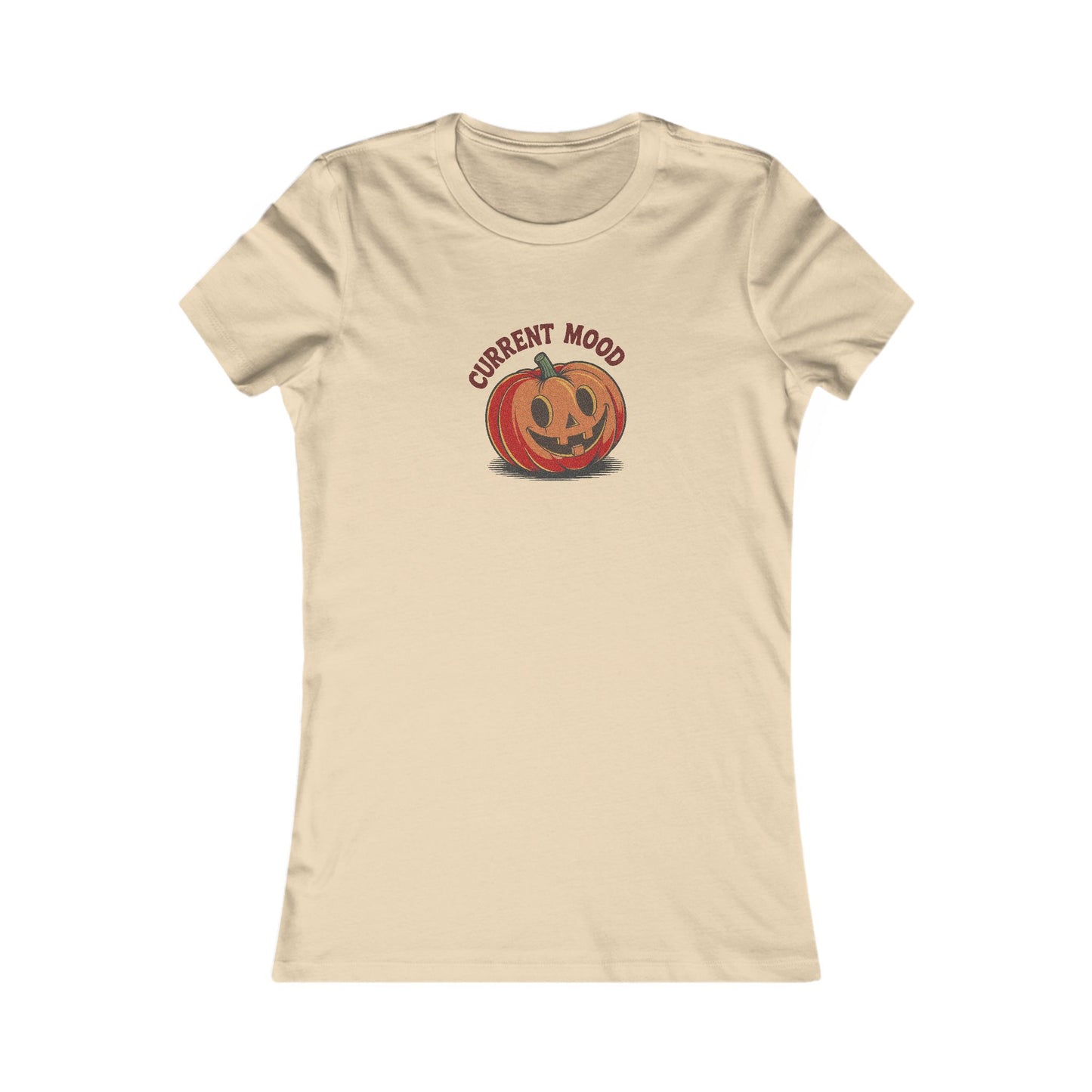Current Mood (Cute Pumpkin) — Retro Halloween Women's Tee (Light)