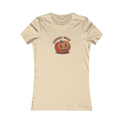 Current Mood (Cute Pumpkin) — Retro Halloween Women's Tee (Light)
