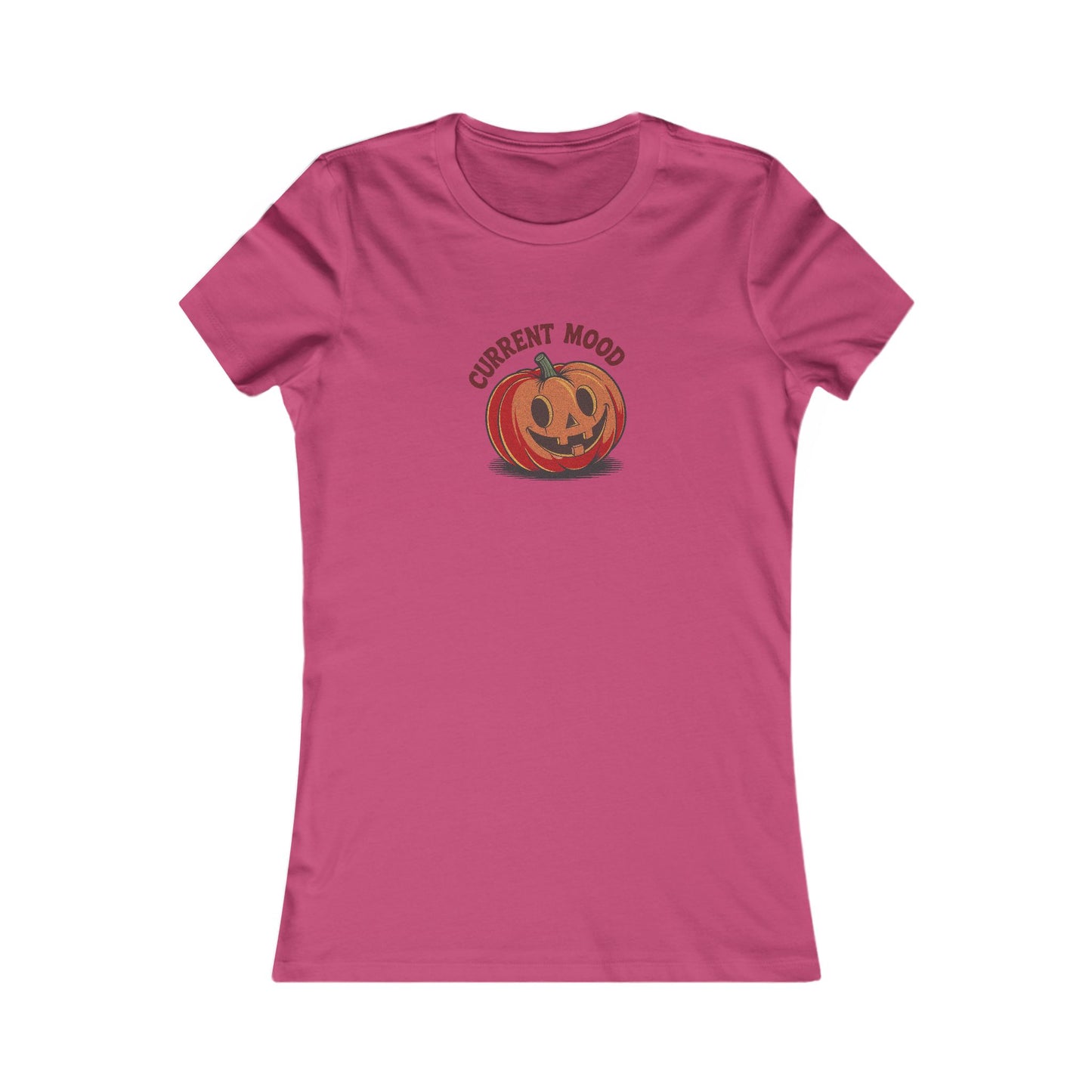 Current Mood (Cute Pumpkin) — Retro Halloween Women's Tee (Light)