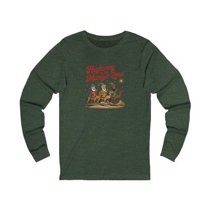 Highway to the Manger Zone — Top Gun Christmas Retro Long Sleeve (Dark)