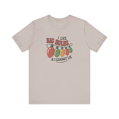 I Like Big Bulbs and I Cannot Lie — Christmas Lights Retro Tee (Light)