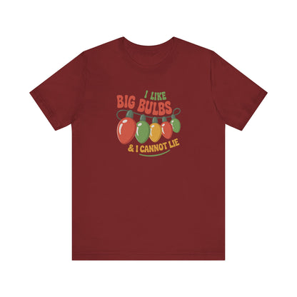 I Like Big Bulbs and I Cannot Lie — Christmas Lights Retro Tee (Dark)