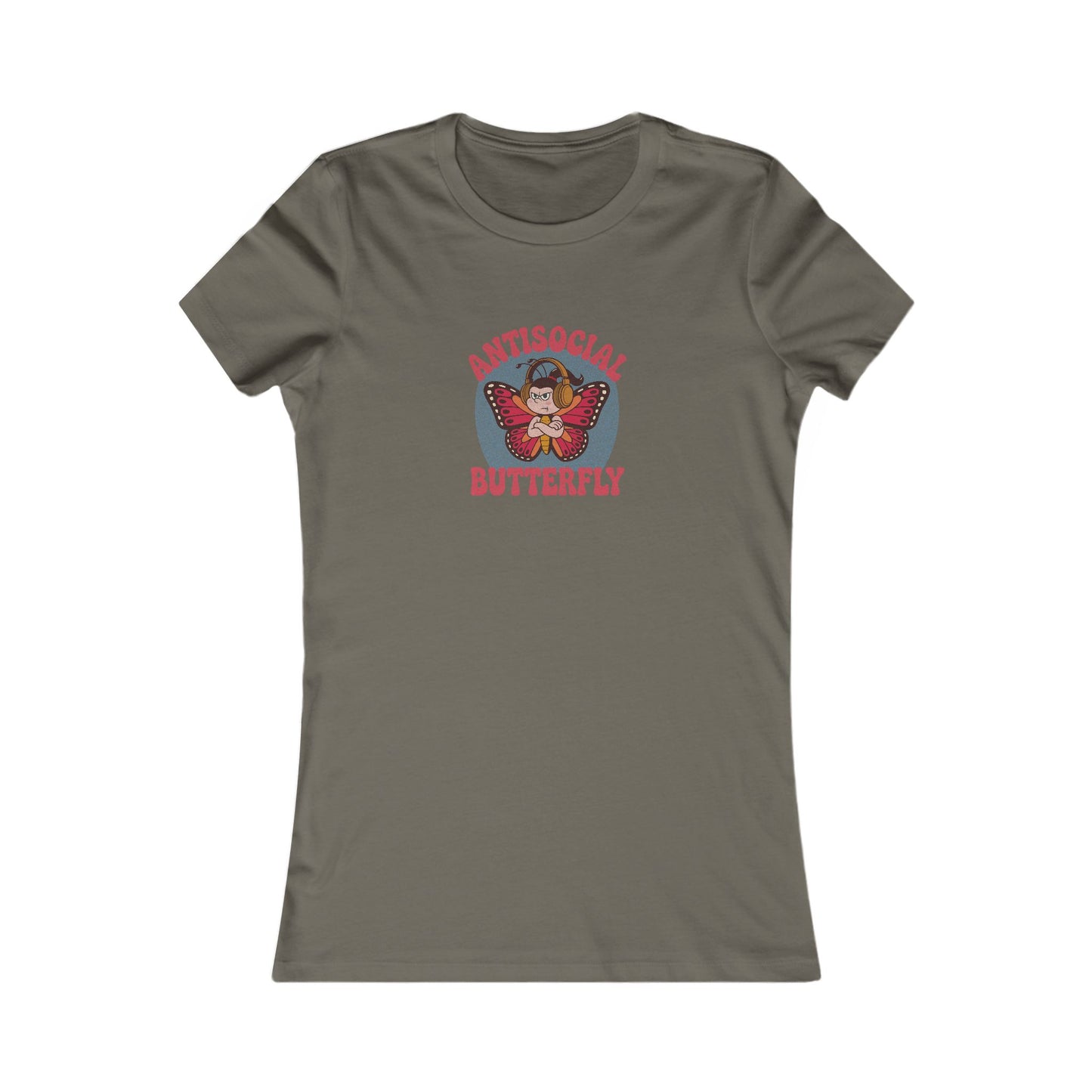 Antisocial Butterfly (Female) — Retro Workout Women's Tee (Dark)