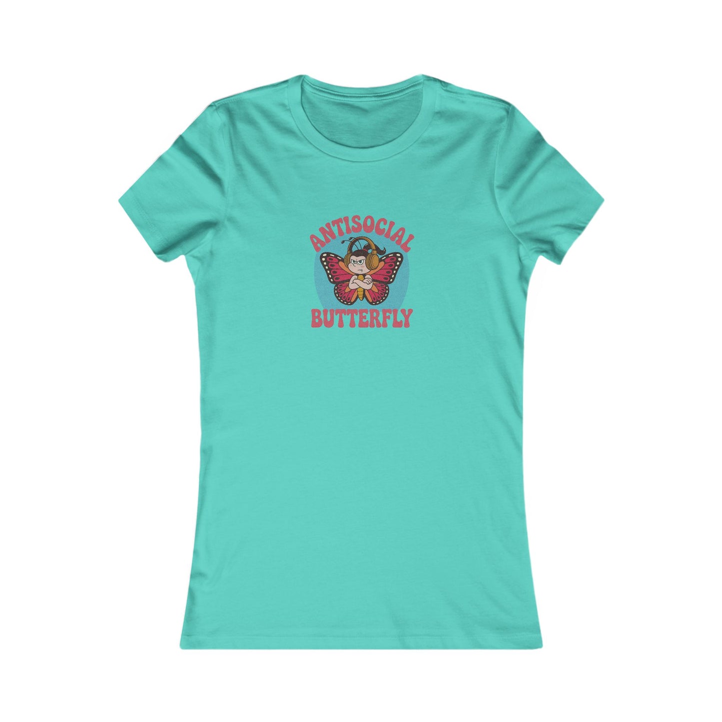 Antisocial Butterfly (Female) — Retro Workout Women's Tee (Dark)