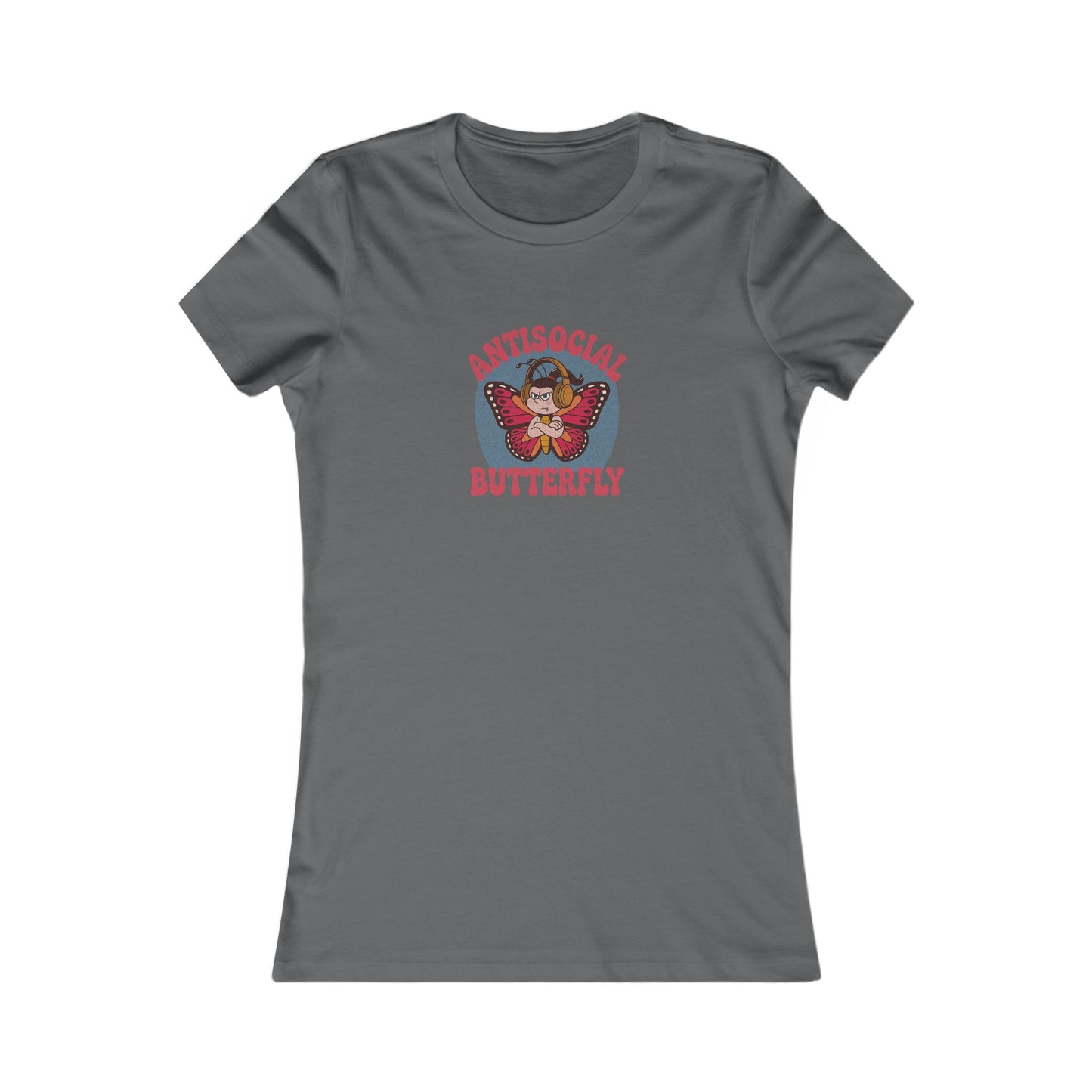 Antisocial Butterfly (Female) — Retro Workout Women's Tee (Dark)