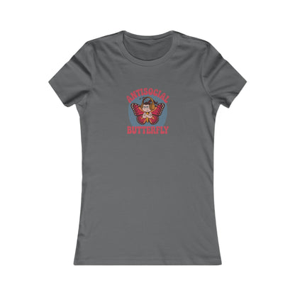 Antisocial Butterfly (Female) — Retro Workout Women's Tee (Dark)