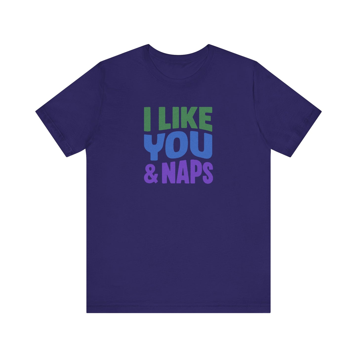 I Like You & Naps (Cool Gradient) — Retro Loungewear Tee (Dark)