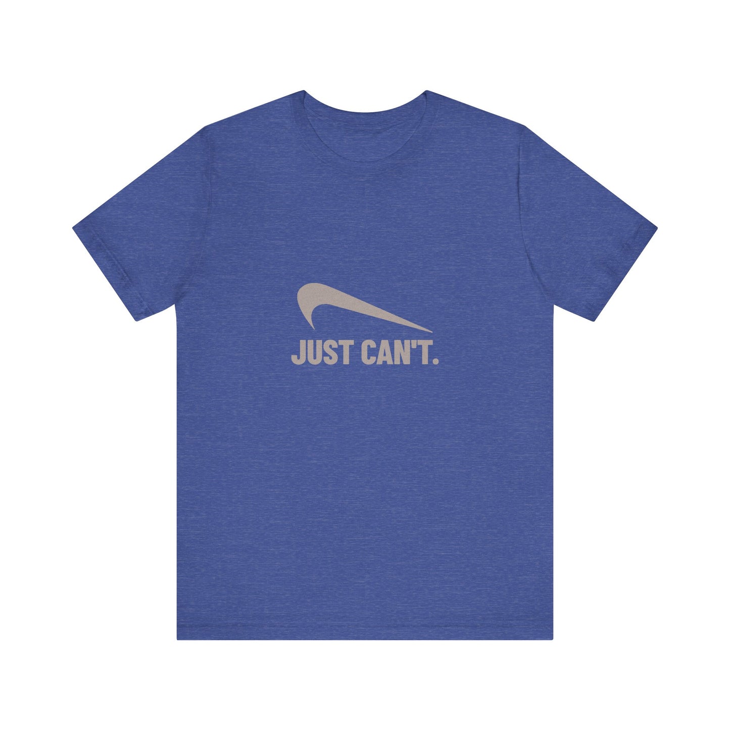 Just Can’t Athletic Parody — Retro Workout Tee (Dark)
